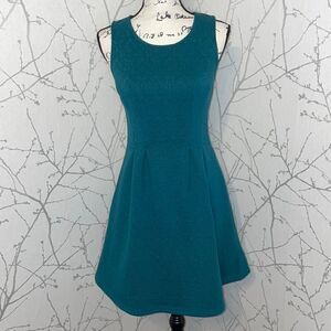Blue Rain‎ Skater Dress Women Small Teal Excellent Sleeveless Textured Jacquard